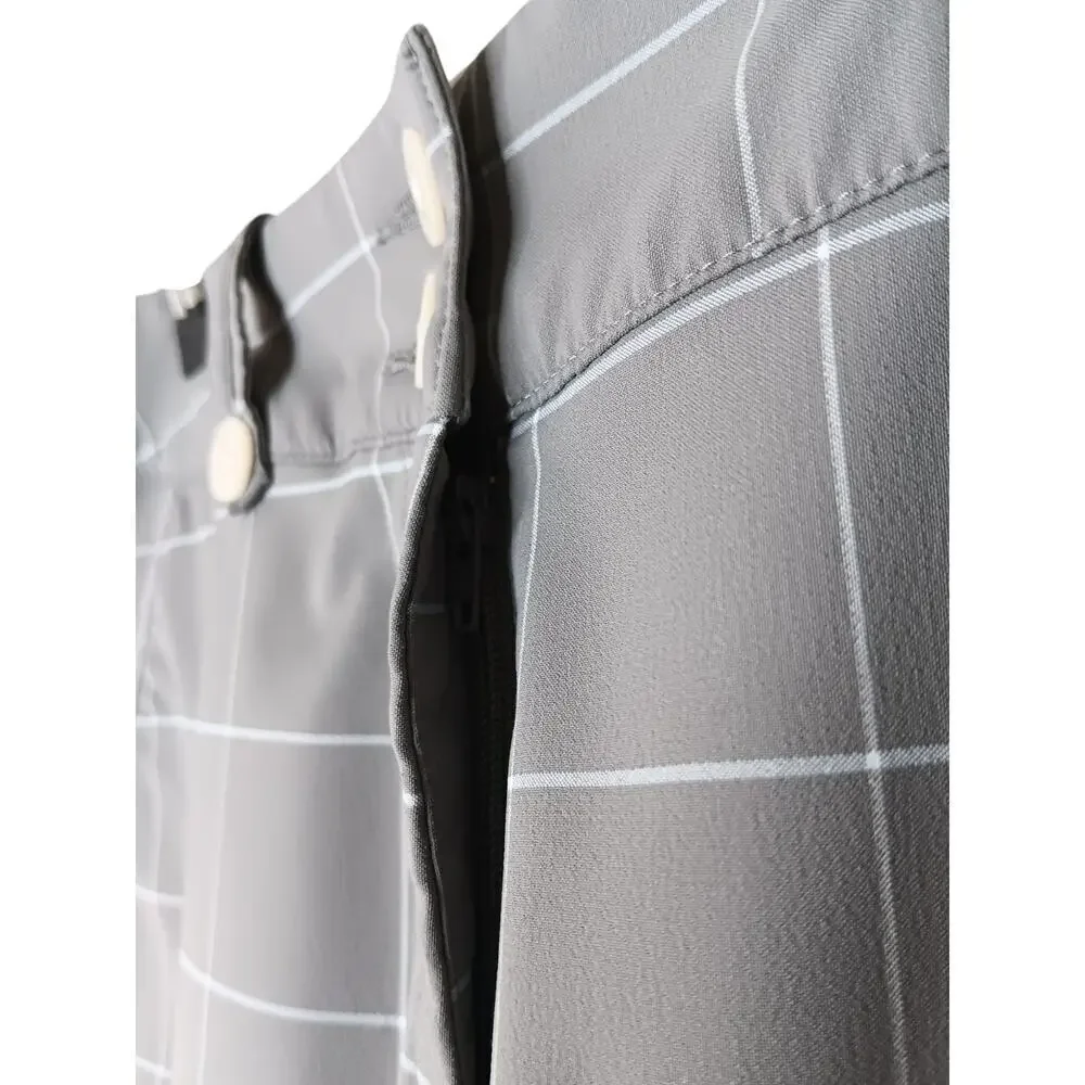 Nike Golf Pants Size 8 Gray Windowpane Plaid Dri-Fit Cropped Capris Activewear